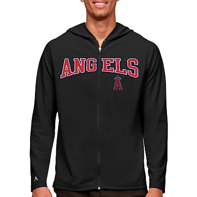 Sweat à capuche zippé intégral Los Angeles Angels Wordmark Legacy pour homme Antigua Black