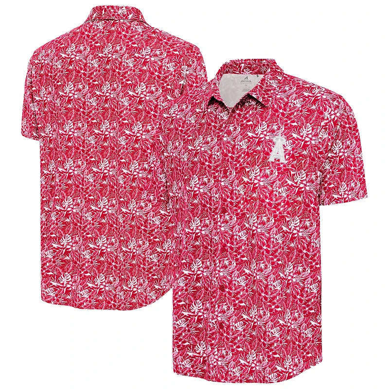 Chemise boutonnée rouge Antigua pour homme des Los Angeles Angels Resort