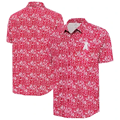 Chemise boutonnée rouge Antigua pour homme des Los Angeles Angels Resort