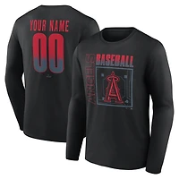 T-shirt à manches longues noir pour homme Los Angeles Angels, personnalisé avec nom et numéro, domicile
