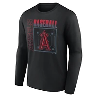 T-shirt à manches longues noir pour homme Los Angeles Angels, personnalisé avec nom et numéro, domicile