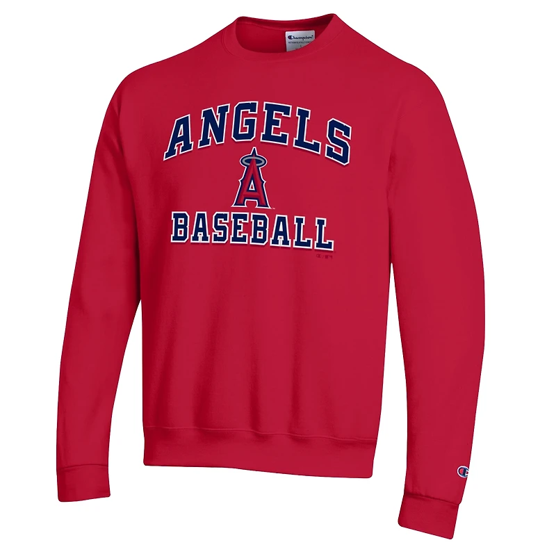 Men's Champion  Red Los Angeles Angels Heart & Soul Powerblend Sweatshirt