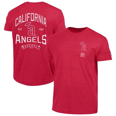 Men's Champion Red Los Angeles Angels Vintage 3-Hit Tri-Blend T-Shirt