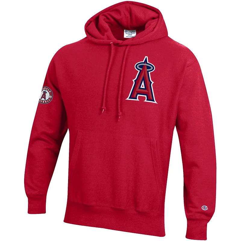 Sweat à capuche Champion Scarlet Los Angeles Angels en chenille tissée inversée pour homme