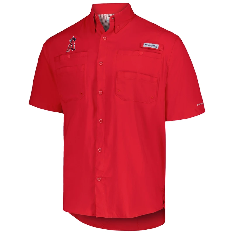 Men's Columbia Red Los Angeles Angels Tamiami Omni-Shade Button-Down Shirt