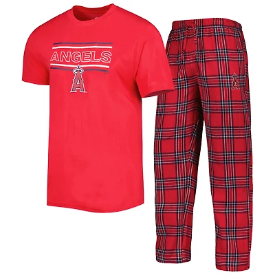 Ensemble de nuit Concepts Sport rouge/bleu marine avec haut et pantalon à écusson Los Angeles Angels pour homme