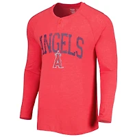 T-shirt Henley à manches longues raglan Los Angeles Angels Inertia pour homme Concepts Sport rouge