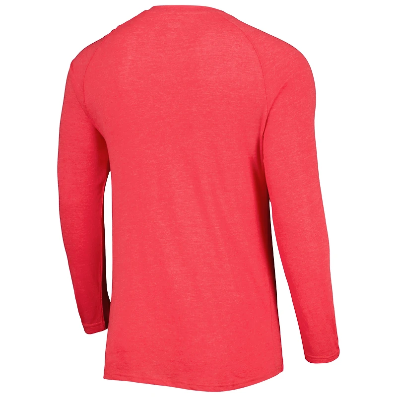 T-shirt Henley à manches longues raglan Los Angeles Angels Inertia pour homme Concepts Sport rouge