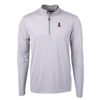 Pull-over zippé recyclé à micro-rayures et piqué écologique pour homme, gris/blanc, des Los Angeles Angels, Cutter & Buck