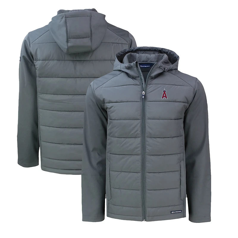 Sweat à capuche zippé hybride en softshell recyclé Evoke gris Los Angeles Angels pour homme, Cutter & Buck