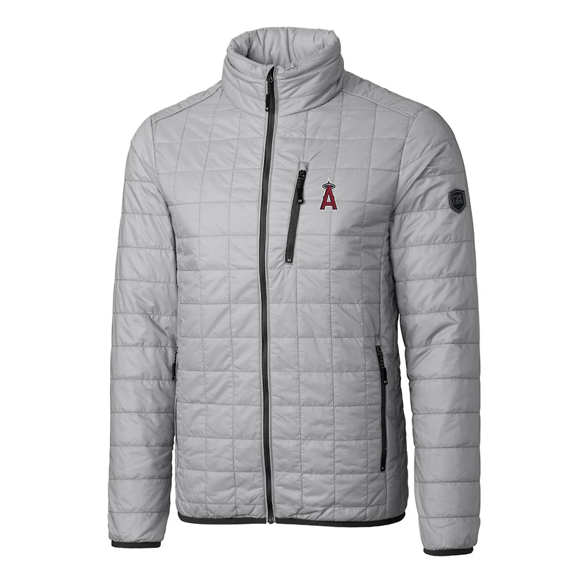 Men's Cutter & Buck Gray Los Angeles Angels Rainier Eco Insulated Full-Zip Puffer Jacket