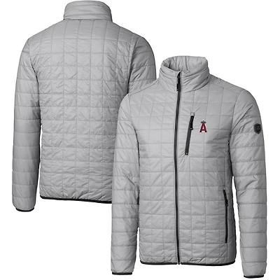 Men's Cutter & Buck Gray Los Angeles Angels Rainier Eco Insulated Full-Zip Puffer Jacket