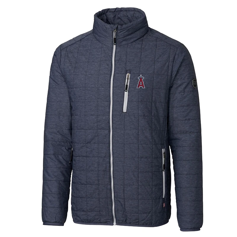 Doudoune Rainier entièrement zippée pour homme, couleur bleu marine chiné, coupe Cutter & Buck, Los Angeles Angels, taille grande et