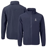 Veste zippée intégrale en tricot recyclé avec logo Americana Charter des Los Angeles Angels pour homme, bleu marine, Cutter & Buck