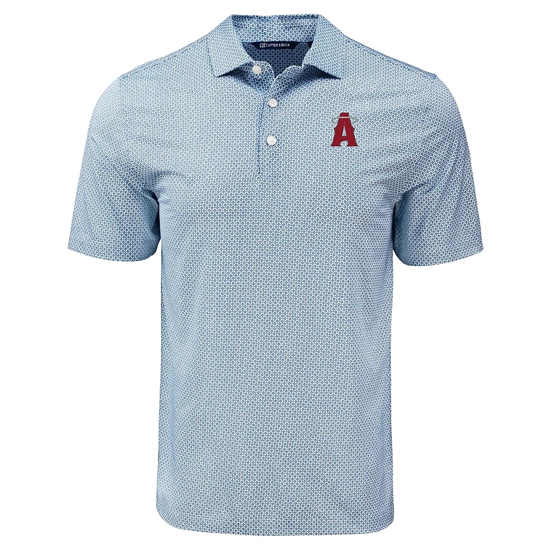 Men's Cutter & Buck Navy Los Angeles Angels  Pike Eco Diamond Dot Print Polo