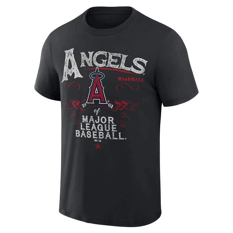 Men's Darius Rucker Collection by Fanatics  Black Los Angeles Angels Beach Splatter T-Shirt