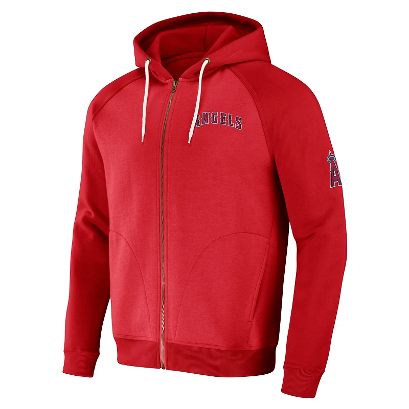 Collection Darius Rucker pour homme par Fanatics Red Los Angeles Angels Raglan Full-Zip Hoodie