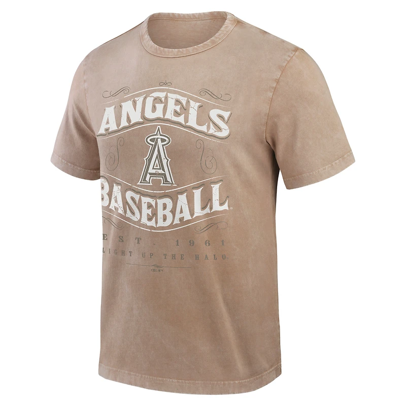 Men's Darius Rucker Collection by Fanatics Tan Los Angeles Angels Sunfaded T-Shirt