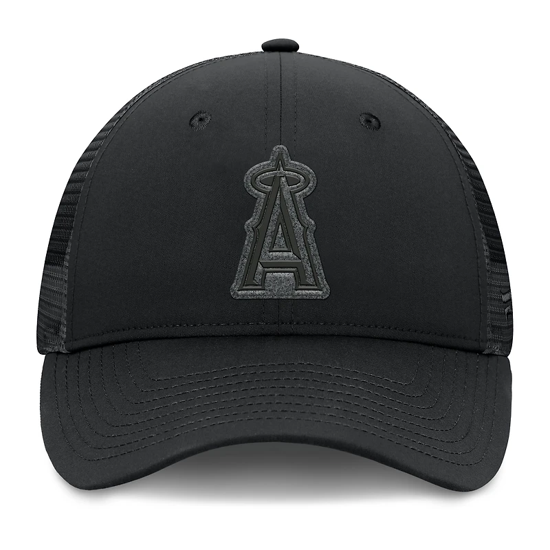 Men's Fanatics Black Los Angeles Angels Launch Adjustable Trucker Hat