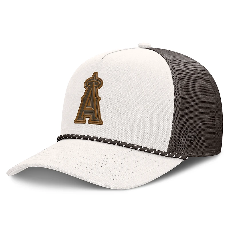 Men's Fanatics Cream/Brown Los Angeles Angels Level Up Bronco Adjustable Trucker Hat