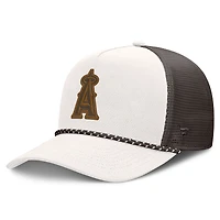 Men's Fanatics Cream/Brown Los Angeles Angels Level Up Bronco Adjustable Trucker Hat