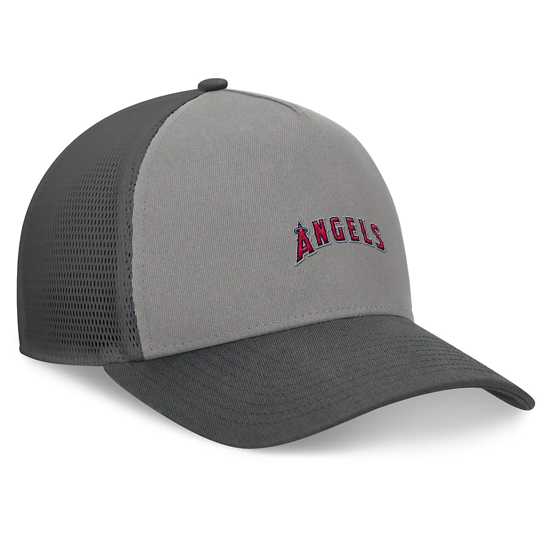Men's Fanatics Gray/Graphite Los Angeles Angels A-Frame Trucker Adjustable Hat