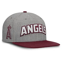 Men's Fanatics Gray/Maroon Los Angeles Angels Elements Felt Chainstitch Snapback Hat