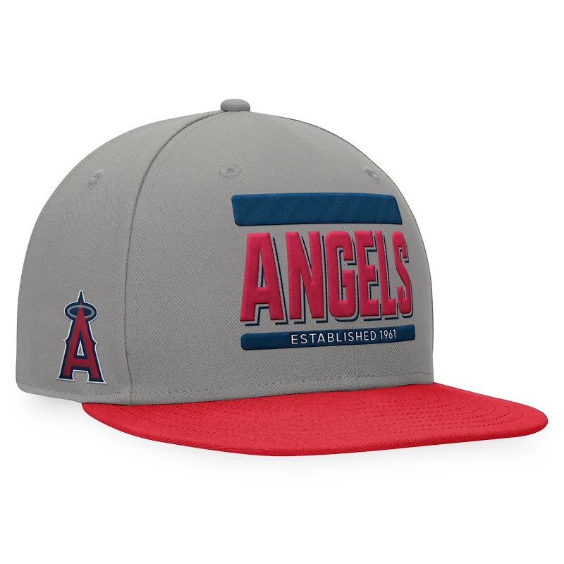 Men's Fanatics Gray/Red Los Angeles Angels Line Drive Two-Tone Snapback Hat