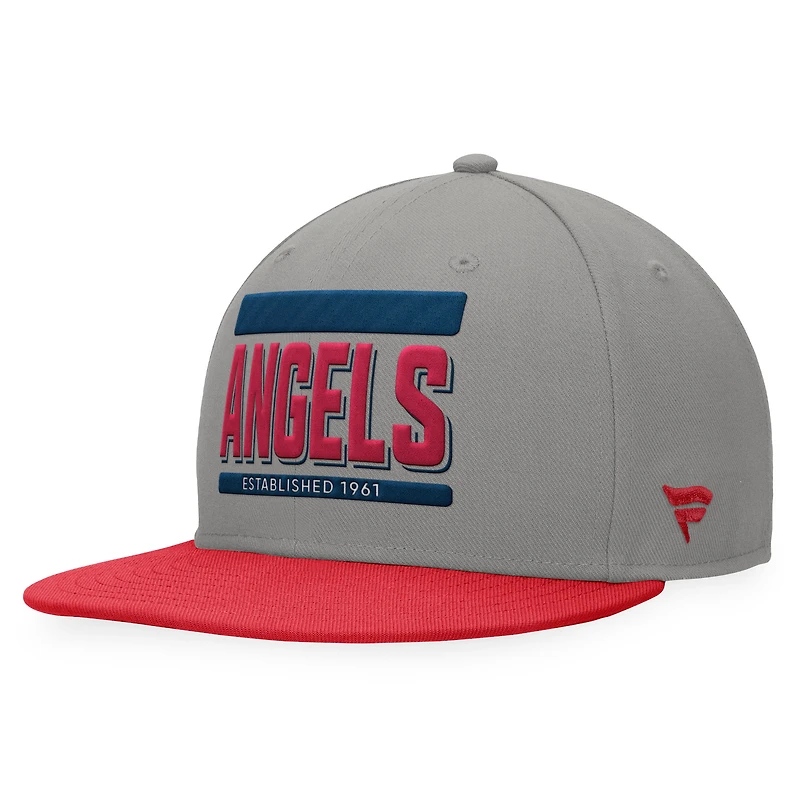 Men's Fanatics Gray/Red Los Angeles Angels Line Drive Two-Tone Snapback Hat