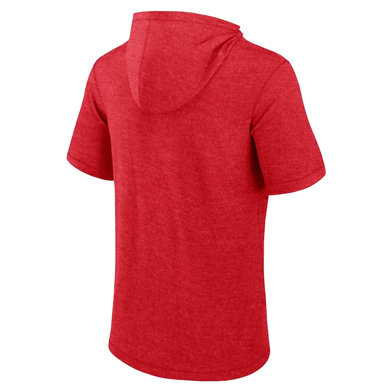 Sweat à capuche manches courtes Fanatics Heather Red Los Angeles Angels Push pour hommes