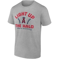 T-shirt emblématique Go for Two des Los Angeles Angels Fanatics gris chiné pour hommes