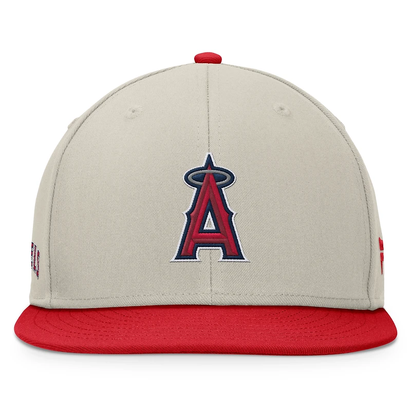 Men's Fanatics Khaki/Red Los Angeles Angels Team Two-Tone Snapback Hat