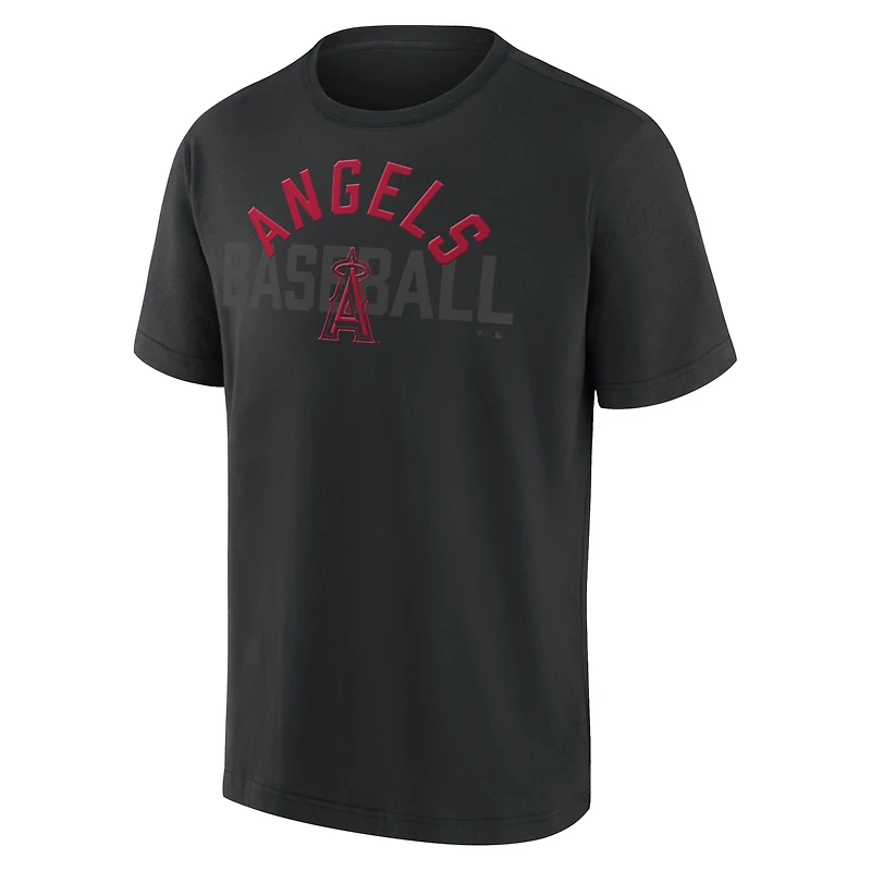 Men's Fanatics  Los Angeles Angels Black Out Heavyweight T-Shirt