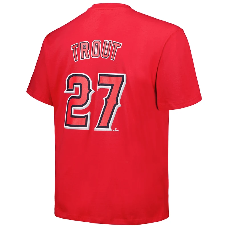 T-shirt Fanatics Mike Trout rouge pour homme, grand et grand, avec nom numéro des Los Angeles Angels