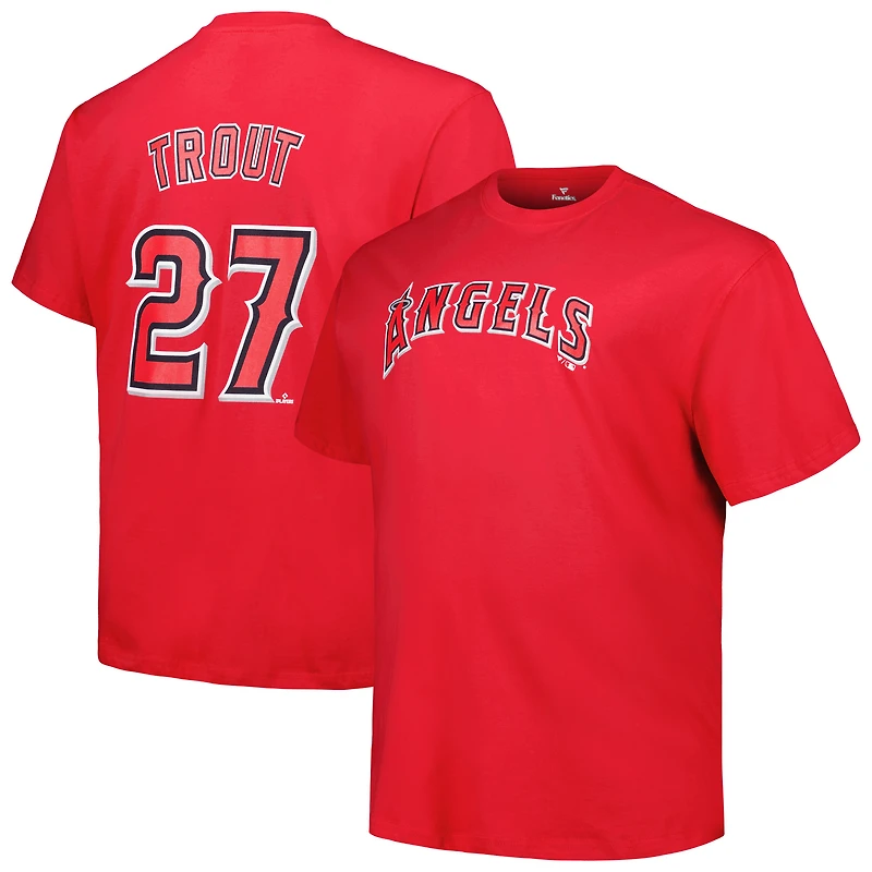 T-shirt Fanatics Mike Trout rouge pour homme, grand et grand, avec nom numéro des Los Angeles Angels