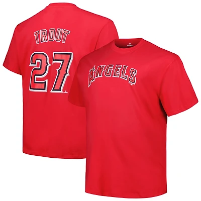 T-shirt Fanatics Mike Trout rouge pour homme, grand et grand, avec nom numéro des Los Angeles Angels
