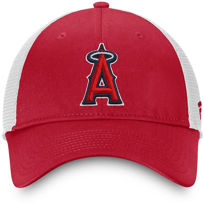 Casquette ajustable de camionneur non structurée Los Angeles Angels Team Core Fanatics Branded rouge/blanc pour homme