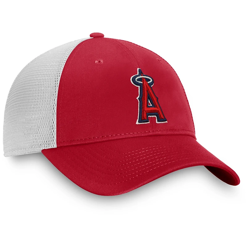 Men's Fanatics Red/White Los Angeles Angels Team Core Unstructured Trucker Adjustable Hat