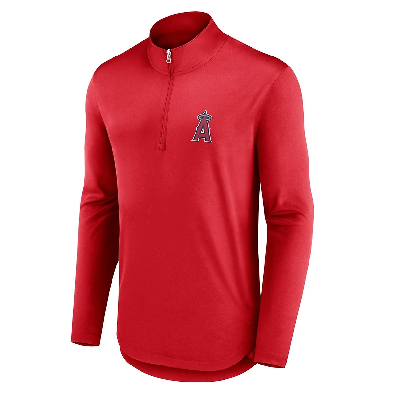 Haut à quart de zip Quarterback Fanatics rouge des Los Angeles Angels pour hommes
