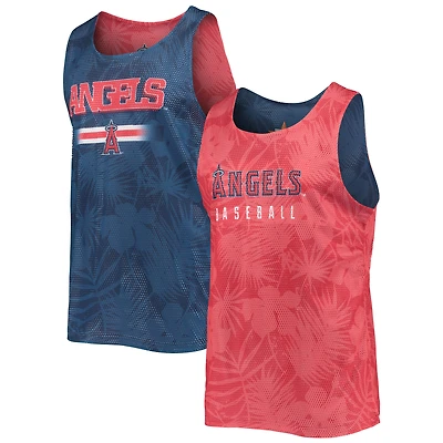 Débardeur réversible en maille à motif floral Los Angeles Angels, rouge/marine, pour homme, FOCO