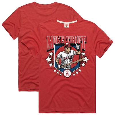 Men's Homage Mike Trout Red Los Angeles Angels Graphic Player T-Shirt