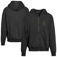 Men's Levelwear  Black Los Angeles Angels Oversized Uphill Digital Camo Full-Zip Hoodie