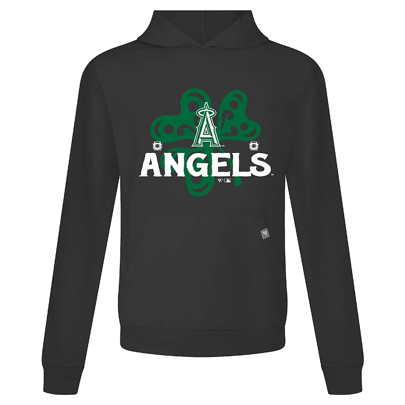 Men's Levelwear Black Los Angeles Angels St. Patrick's Day Relay Shamrock Pullover Hoodie
