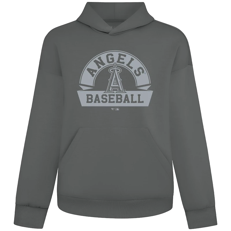 Men's Levelwear Gray Los Angeles Angels Luxe Signature Banner Arch Pullover Hoodie