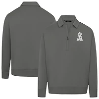Men's Levelwear Gray Los Angeles Angels Luxe Signature Quarter-Zip Pullover
