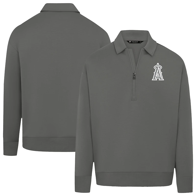 Pull zippé de luxe gris Los Angeles Angels pour homme Levelwear