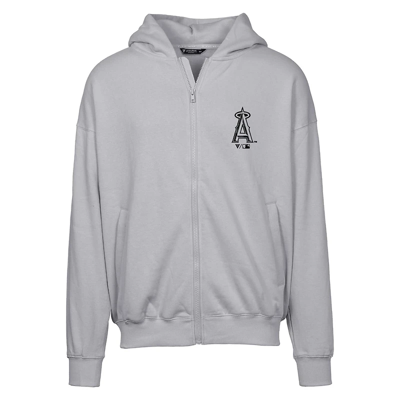 Sweat à capuche zippé surdimensionné motif camouflage numérique Los Angeles Angels gris Levelwear pour homme