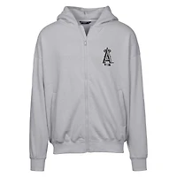 Sweat à capuche zippé surdimensionné motif camouflage numérique Los Angeles Angels gris Levelwear pour homme