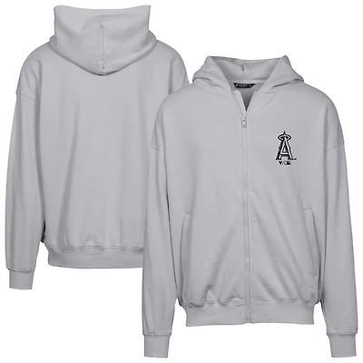 Sweat à capuche zippé surdimensionné motif camouflage numérique Los Angeles Angels gris Levelwear pour homme
