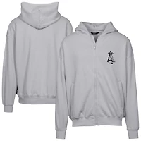 Sweat à capuche zippé surdimensionné motif camouflage numérique Los Angeles Angels gris Levelwear pour homme